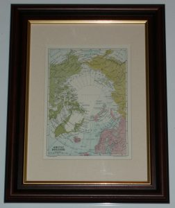 Arctic Regions Map page over 100 years old Map also available unframed